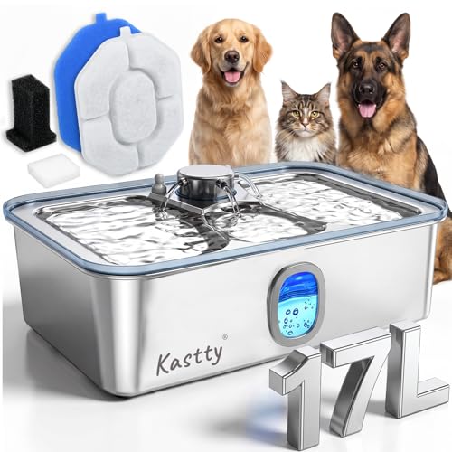 17L 4.5Gal Large Dog Water Fountain Stainless Steel for Multi