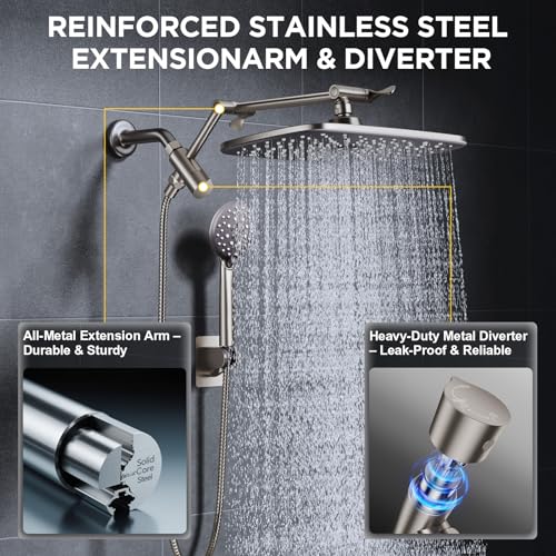 Brushed Nickel 11.8" Shower Head with Handheld