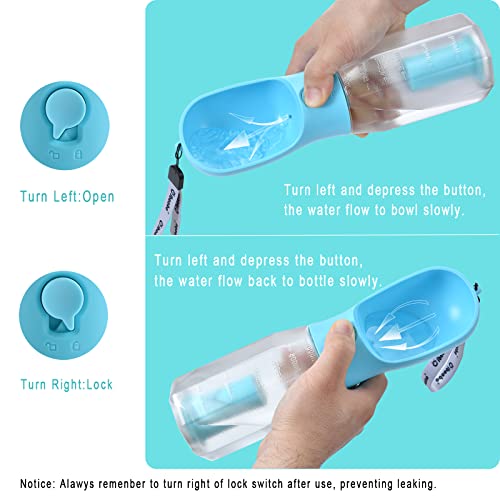 Dog Water Bottle with Food Container & Poop Bag Holder & Filter