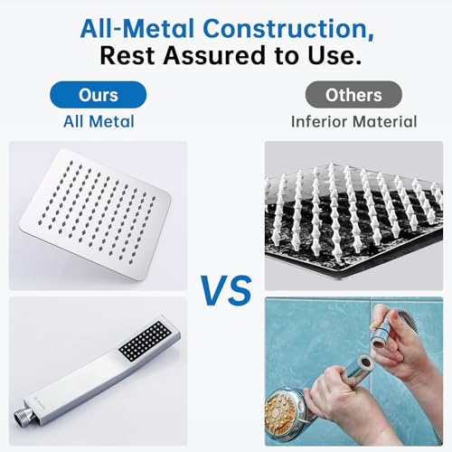 All Metal 12 Inches Rainfall Shower Head with Handheld Combo