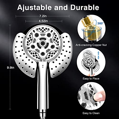 2 in 1 Shower Head with Handheld Combo High Pressure Silver 1.8 GPM