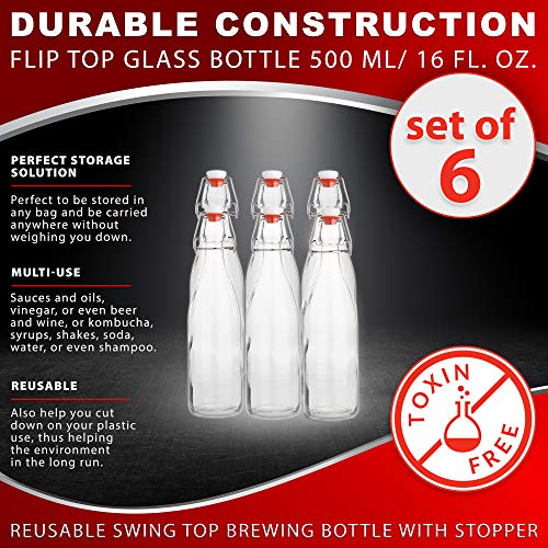 Flip Top Glass Bottle [16 fl. oz. (6 Count)