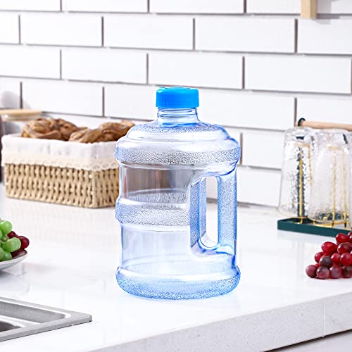Empty 2 Pieces 1 Gallon water jugs Round Plastic Water Bottle with Handle Screw Cap Reusable Large Capacity Bottle for Camping Outdoor Travel Gym Use (2 Count)