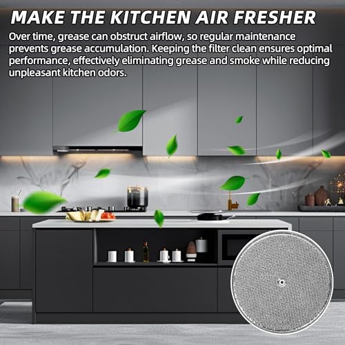3-Pack) Calvana 9-1/2" Round x 3/32" Aluminum Grease Filters with Center Hole, Range Hood Filter, Kitchen Exhaust Fan Filters Replacement (3 Count)