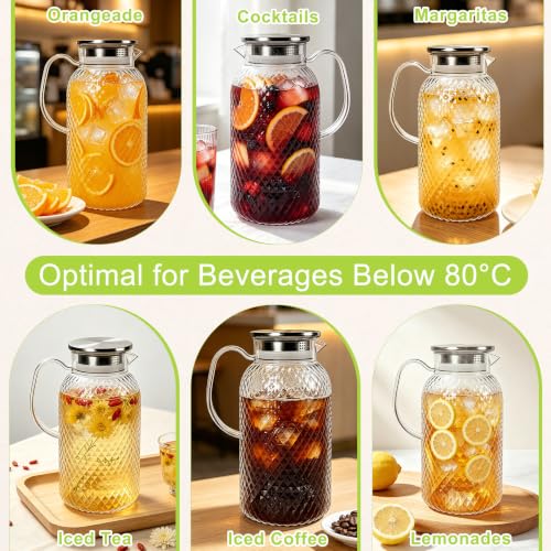 2 Pack Plastic Pitcher with Lid and Handle (2 Count)