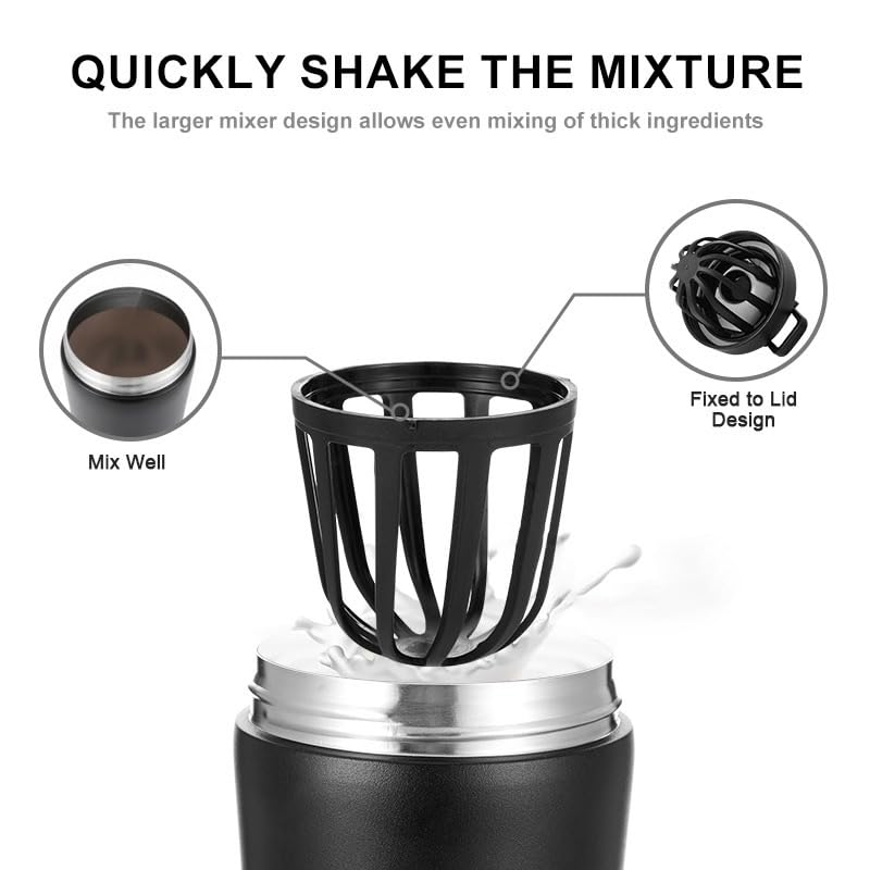 Protein Shaker Bottle Insulated Stainless Steel 20oz + 4oz Storage