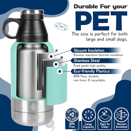 Portable Dog Water Bottle with 2 Removable Water Bowls for Dogs