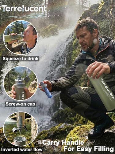 Collapsible Water Filter Bottle with Carabiner
