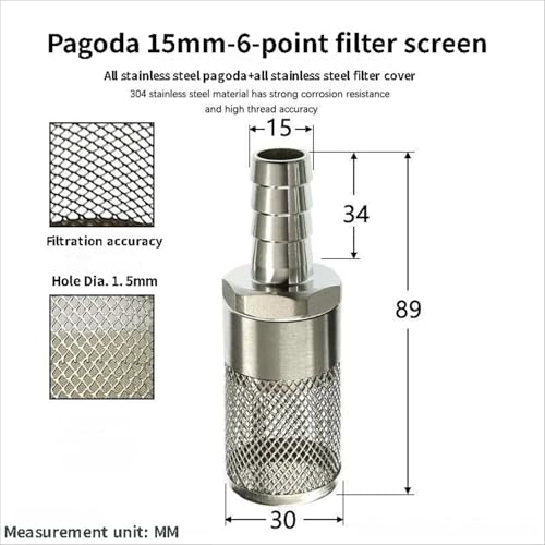 304 Stainless Steel Water Pump Filter Hose End Strainer Barbed Inline Mesh Screen