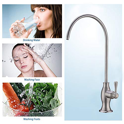 Stainless Steel Water Filter Faucet Delle Rosa Commercial Water Filtration Faucet for Under Sink Water Filter System Modern Brushed Nickel Kitchen Bar Sink Drinking Water Faucet