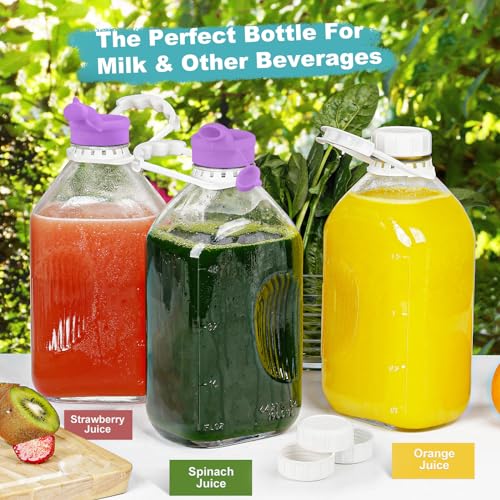 64 Oz Glass Milk Jugs With Screw Lids (3 Count)