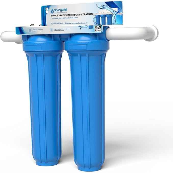 SpringWell Whole House Water Filter Cartridge System - Carbon + Sediment Filter + Salt Free Softener