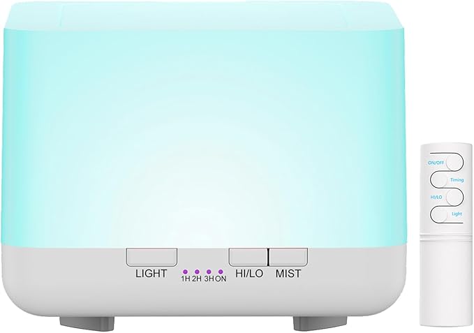 600ml Essential Oil Diffuser White Cute Humidifier with Adjustable Mist Mode,Auto Off,7-Colors Night lignts 3 in 1 Portable Aroma Diffuser for Bedroom/Office/Home（YK）