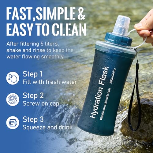 Collapsible Water Bottle with Filter for Travel Hiking Camping 700ML