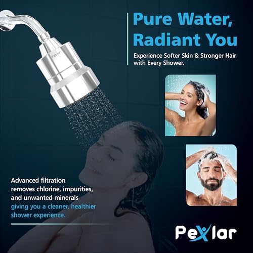 Multi Stage Shower Head Filter for Hard Water, Shower Water Filter for Removing Chlorine and Fluoride, Hard Water Shower Filter Improves on Skin, Hair and Nails, Polished Chrome - 3 Spray Mode - AquaVibe