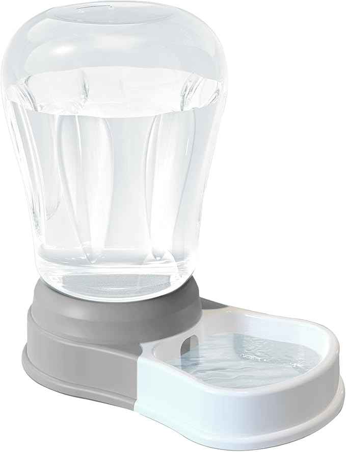 1.6 Gallon Automatic Dog Water Dispenser, Large Capacity Gravity Pet Water Bowl for Multiple Pets, BPA-Free Cat Water Feeder for Large Dogs, Refill Less Often, Grey