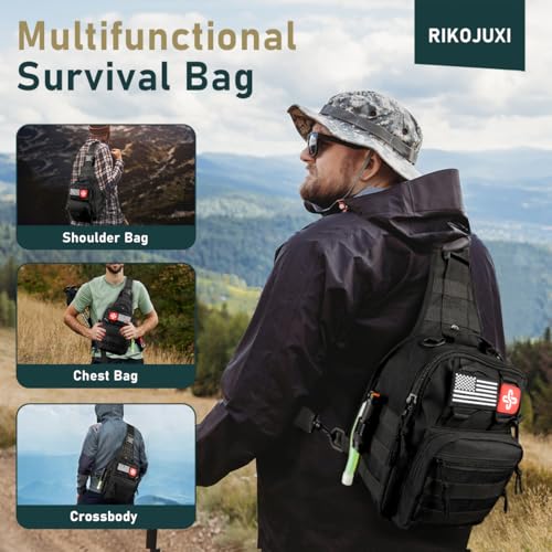 Survival Kit 262Pcs Survival Gear and Supplies with First Aid Kit Pouch and Crossbody Bag