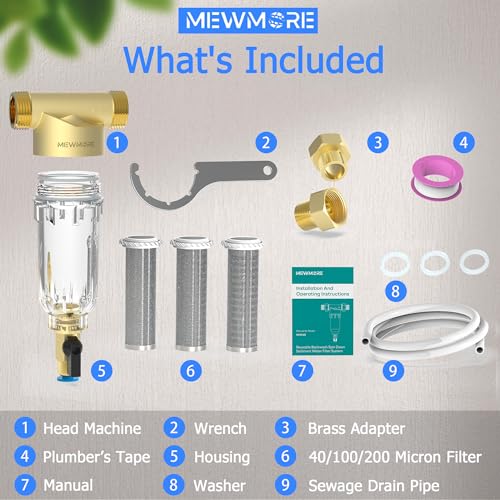 WHC40 Whole House Spin Down Sediment Filter with 1"MNPT & 3