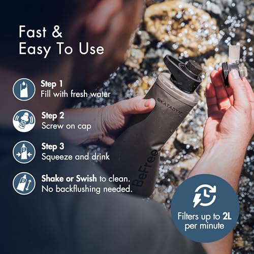 BeFree AC 2 Stage Filter Collapsible Travel Water Bottle 1L