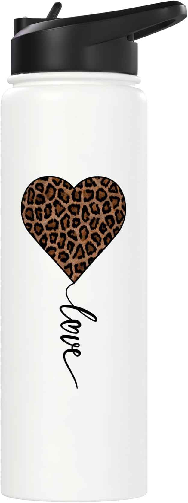 Heart Love Cheetah Leopard Tiger | Wild Animal Print Stainless Steel Insulated Water Bottle