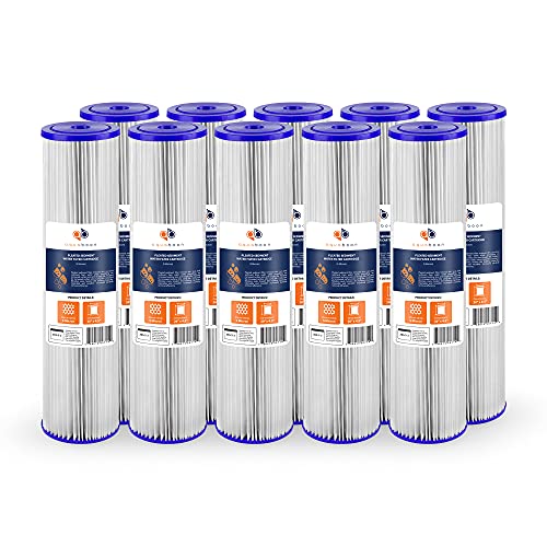 5 Micron 20 x 4.5 Whole House Pleated Water Sediment Filter Replacement Water Filter Cartridge Compatible with ECP5 (10 Count)