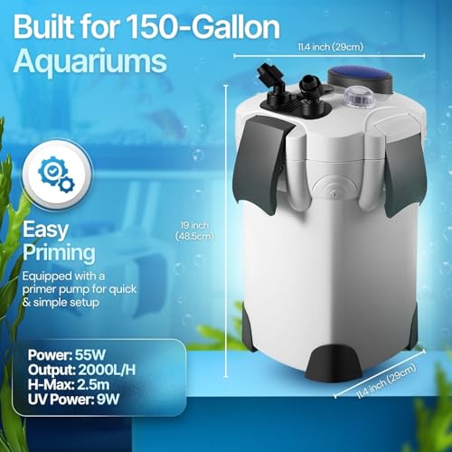 Aquarium Canister Filter with 525GPH Flow Rate