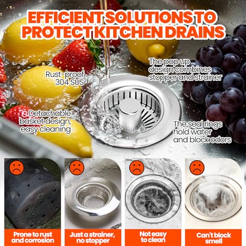 Kitchen Sink Drain Strainer & Sink Stopper (2 Count)