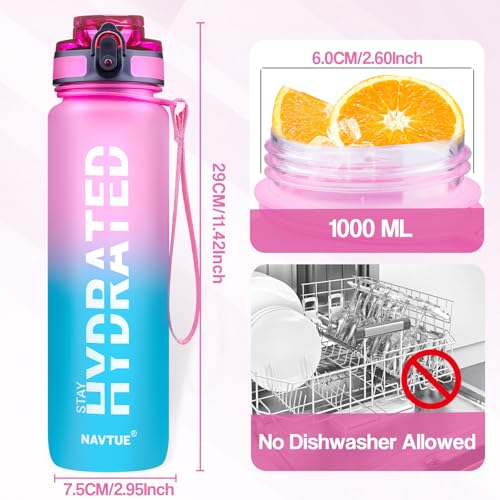 Water Bottle 32 oz Motivational Time Marker Tritan Bottle