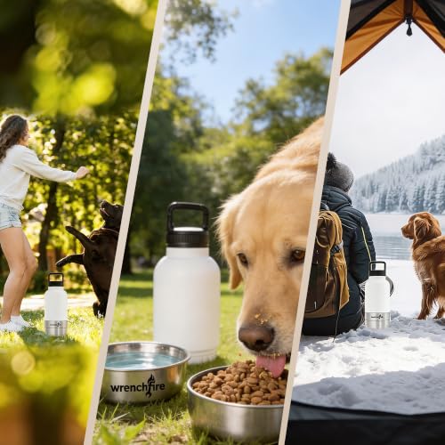 32 oz Instulated Stainless Steel Dog Water Bottle with 2 Detachable Bowls (680 Gram)