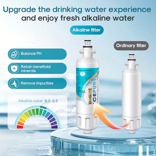 Alkaline ADQ36006101 Refrigerator Water Filter Replacement for LG LT700P (2 Count)