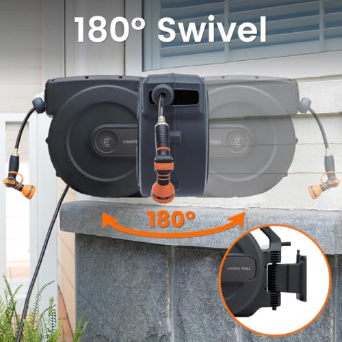 1 2" 130FT Garden Retractable Hose Reel Wall Mount Auto Rewind