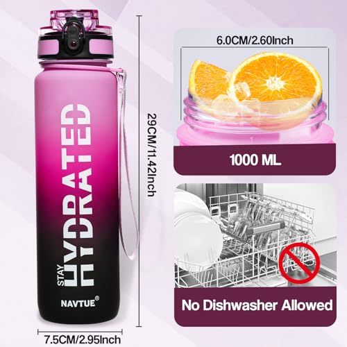Water Bottle 32 oz Motivational Time Marker Tritan Bottle