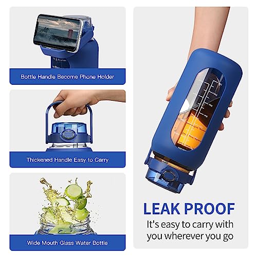 52 oz Glass Water Bottle with 2