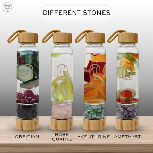Gem Infused Obsidian Glass Water Bottle