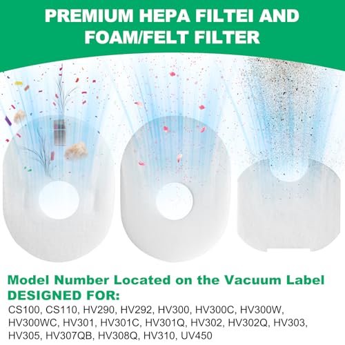3 Post + 3 Foam & Felt Filters Kit Replacement for Shark Rocket HV292 (3 Count)