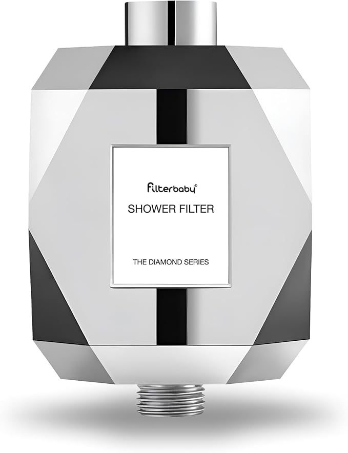 Filterbaby Diamond Shower Filter, IAPMO Certified to NSF177 Standard,Expert Developed Filter for Skin&Hair,Lab Tested to Reduce up to 99%Chlorine,Chloramine&Impurities,Eco Friendly Long Lasting,Chrome