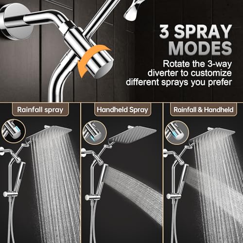 All Metal 10"Luxurious Rain Shower Head with Handheld Spary