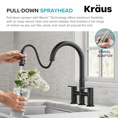 Oletto Bridge Kitchen Faucet with Pull