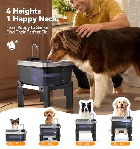 9L 2.38Gal Dog Water Fountain Elevated with 4