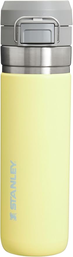 Stanley Quick Flip GO Water Bottle 24 oz | Push Button Lid | Leakproof and Packable for Travel and Sports | Insulated Stainless Steel | BPA-Free | Pomelo