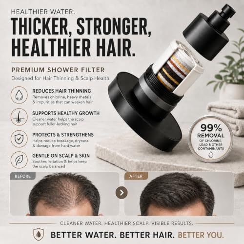 Filtered Shower Head for Hair Thinning & Hard Water