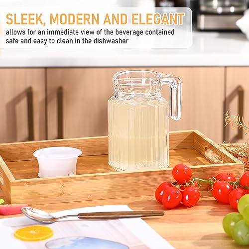 4 Pieces 17 oz Glass Pitcher with Lid Fridge Juice Glass Water Pitcher Beverage Drink Containers Jug for Fridge Iced Tea Lemonade Milk Cocktails Cold (4 Count)