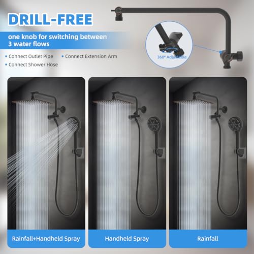 8" Metal Rainfall Shower Head with 10