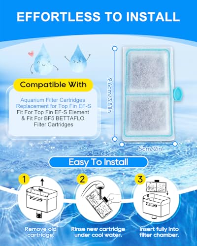 12 Pack EF S Cartridges Compatible with Top Fin BF5 BETTAFLO Tank (12 Count)