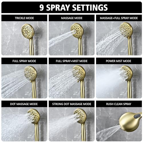 Brushed Gold Shower System with 9 inch Rain Shower Head