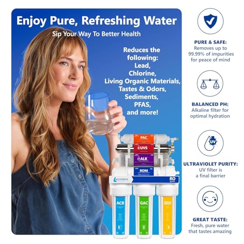 Reverse Osmosis Water Filtration System with Alkaline & UV Filter