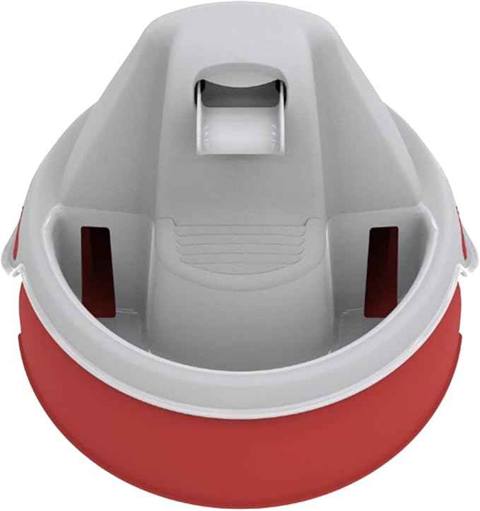 Aqua Flow Premium Pet Water Fountain - Automatic Dispenser Drinking Bowl for Cats and Dogs - Anti-Hair Drainage System - Replaceable Filters - Ideal for Multiple Pets - 52 up to 120 fl oz - Red&Gray