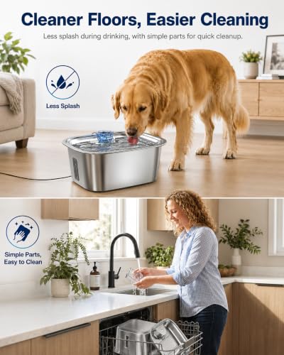 2.1 Gallon Stainless Steel Dog Water Fountain for Large Dogs (386 Fl Oz)