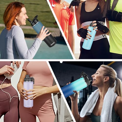 24oz Sports Insulated Water Bottle for School with 2 Lids (24 Count)