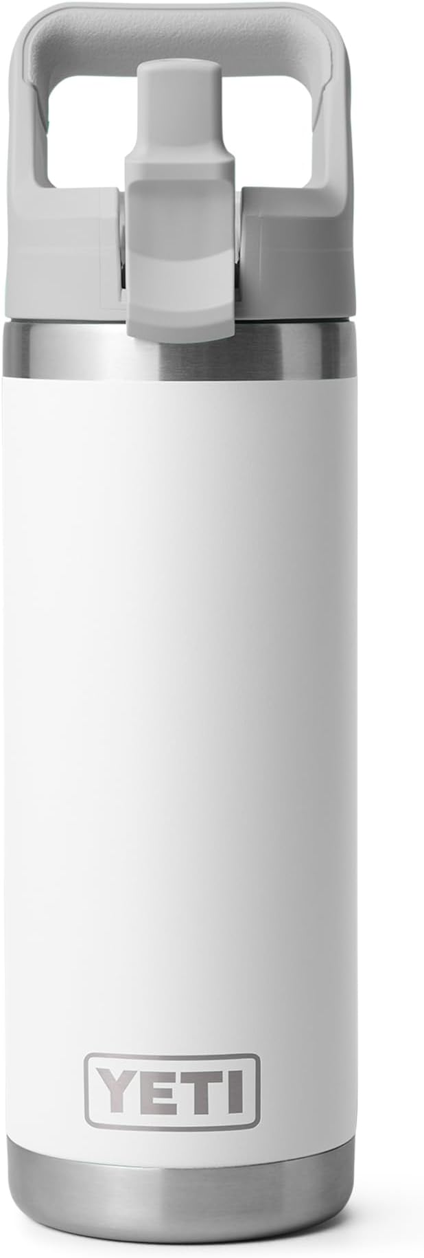 YETI Rambler 18 oz Bottle, Vacuum Insulated, Stainless Steel with Color Matching Straw Cap, White